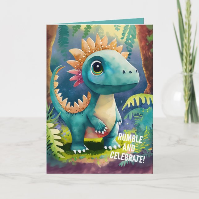 Birthday Card for Kids Who Love The dinosaurs most (Front)
