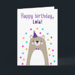 Birthday Card for  Lola<br><div class="desc">Birthday Card for Lola. If you call your grandmother Lola instead of Grandma, this birthday card is perfect for her. (Lola means grandmother in Tagalog / Filipino.) Your lola will love this birthday card's cute, modern, colourful, Scandinavian-style design that features a brown and grey teddy bear cub with a purple...</div>