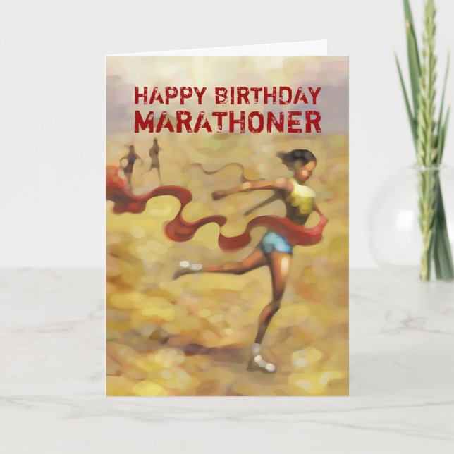 Birthday Card for Marathoner - Red Ribbon (Front)