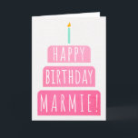 Birthday Card for Marmie<br><div class="desc">Birthday Card for Marmie. If you call your grandmother Marmie instead of Grandma, this birthday card is perfect for her. Your marmie also will love this birthday card's gradient ombre pink design with a birthday cake that says "Happy birthday Marmie!" Make this card customisable! Click "Edit Design", "Inside Bottom/Right: Text...</div>