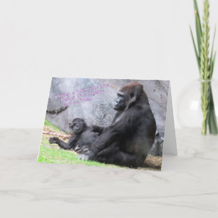 Birthday Card for Mum --- Mummy and Baby Gorilla