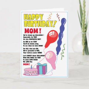 Birthday Card for Mum with Cute Rhyme! Personalise