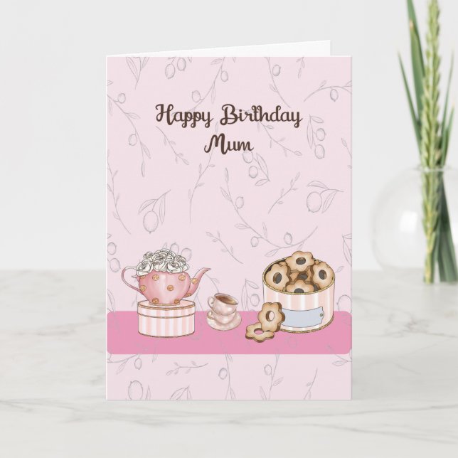 Birthday Card for Mum with Tea & Crumpets (Front)