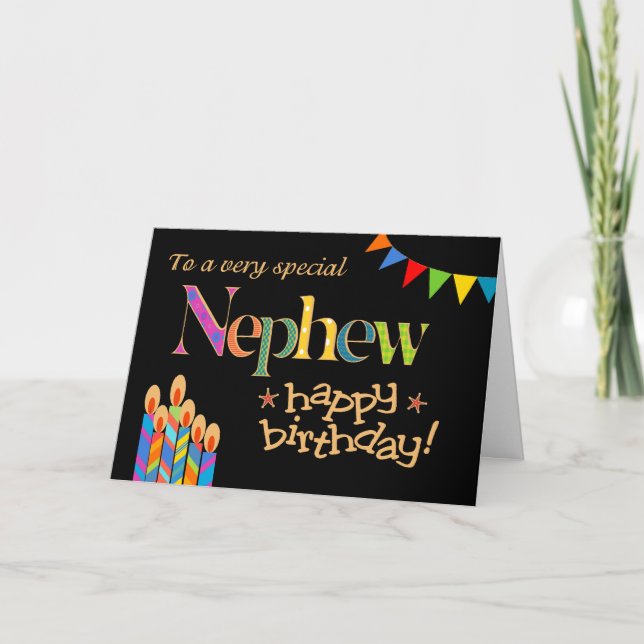 Birthday Card for Nephew, Bunting and Candles (Front)