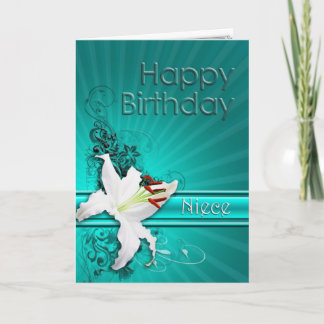 Birthday card for niece with a white lily