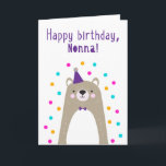 Birthday Card for  Nonna<br><div class="desc">Birthday Card for Nonna. If you call your grandmother Nonna instead of Grandma, this birthday card is perfect for her. (Nonna means grandmother in Italian.) Your nonna will love this birthday card's cute, modern, colourful, Scandinavian-style design that features a brown and grey teddy bear cub with a purple party hat...</div>