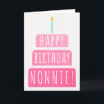 Birthday Card for Nonnie<br><div class="desc">Birthday Card for Nonnie. If you call your grandmother Nonnie instead of Grandma, this birthday card is perfect for her. Your nonnie also will love this birthday card's gradient ombre pink design with a birthday cake that says "Happy birthday Nonnie!" Make this card customisable! Click "Edit Design", "Inside Bottom/Right: Text...</div>