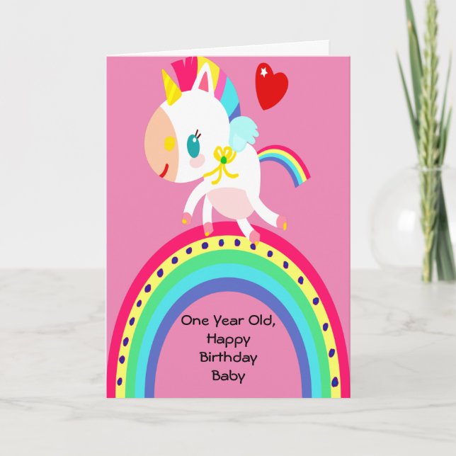 Birthday Card for One Year Old Girl Baby (Front)