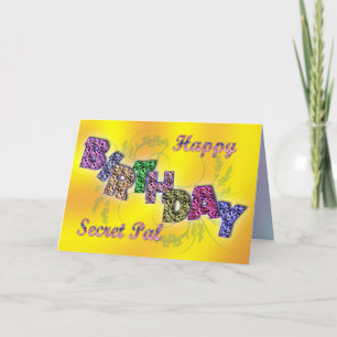 Birthday card for secret pal with floral text
