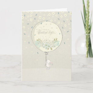 Birthday Card for Sister - Cute Bunny and Balloon