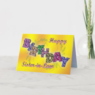 Birthday card for sister-in-law with floral text