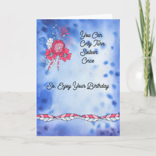 Birthday Card for Sixteenth Birthday Blue
