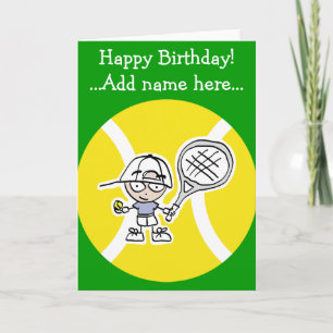 Birthday card for tennis players kids