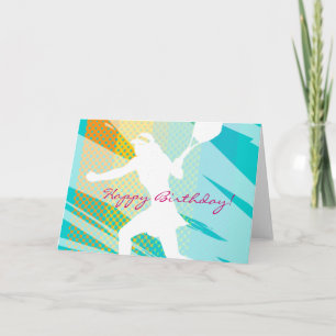 Birthday card for tennis with tennisplayer design