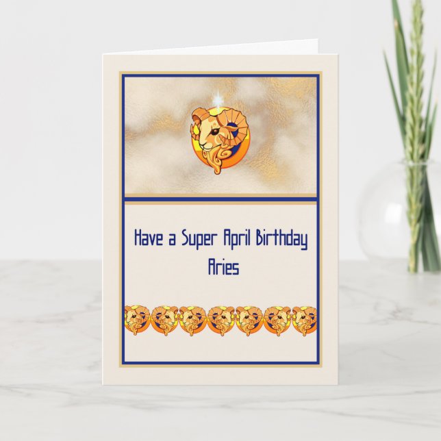 Birthday Card for the Zodiac Sign Aries. (Front)