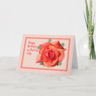Birthday Card for Wife with Orange Rose