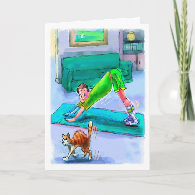 Birthday Card for Yoga Lover - Downward Dog Yoga (Front)