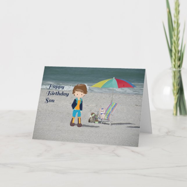 Birthday Card for Your Son with Beach (Front)