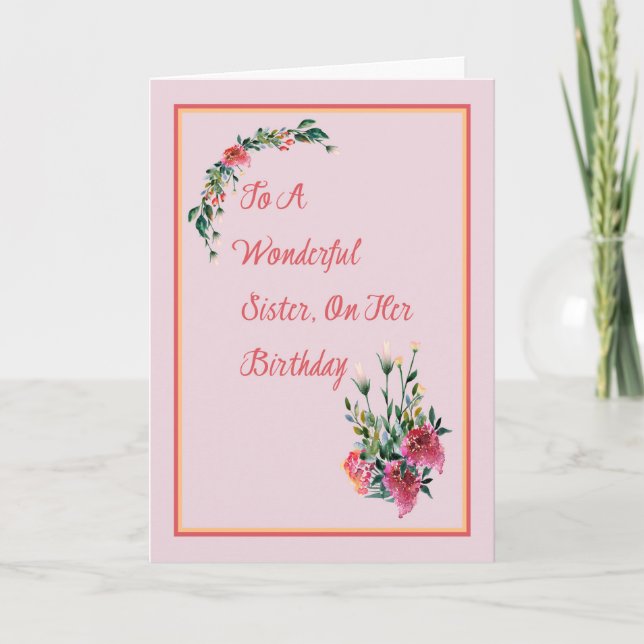 Birthday Card for Your Wonderful Sister (Front)