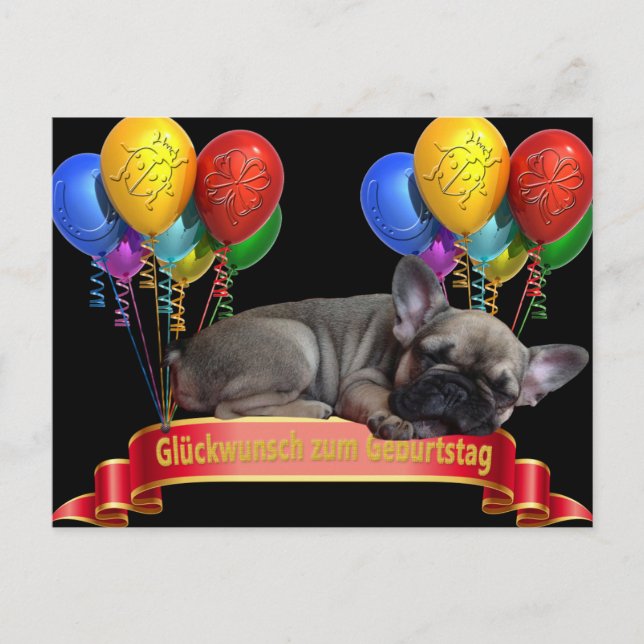 birthday card French Bulldog postcard (Front)