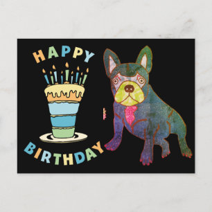 birthday card French Bulldog postcard