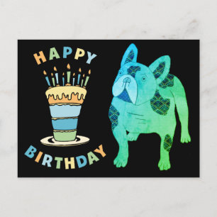 birthday card French Bulldog postcard