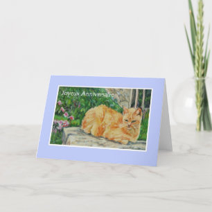 Birthday Card, French Greeting, Ginger Cat Card