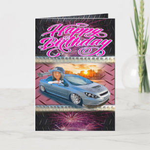 Birthday card girl racer