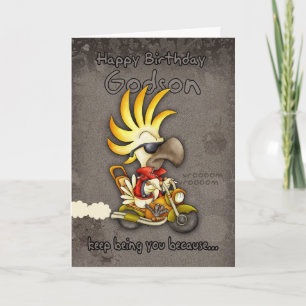 Birthday Card - Godson Birthday Card - Cockatoo Bi
