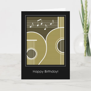 Birthday Card Graphic Guitar and Music Notes