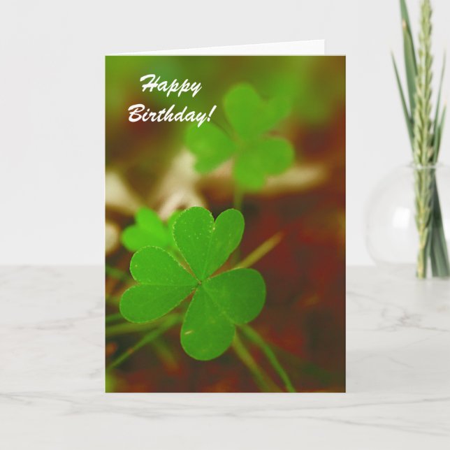Birthday Card Green Clover Photograph (Front)