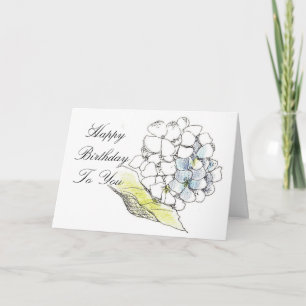Birthday Card Hydrangea Flower Pen and Ink Drawing
