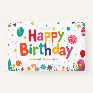Birthday card ID badge