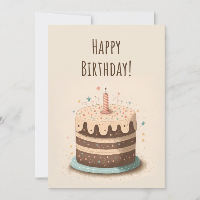 Birthday Card Illustration Cake and Candle (Front)