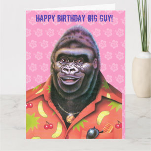 Birthday Card Large Vain Gorilla design.
