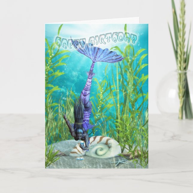 Birthday Card - Mermaid - Underwater Scenery (Front)