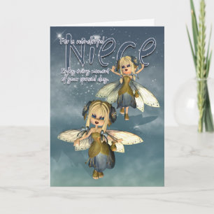Birthday Card - Niece - Moonies Cutie Pie Fairies
