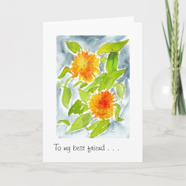 Birthday Card or Notecard for Anyone - Marigolds (Front)