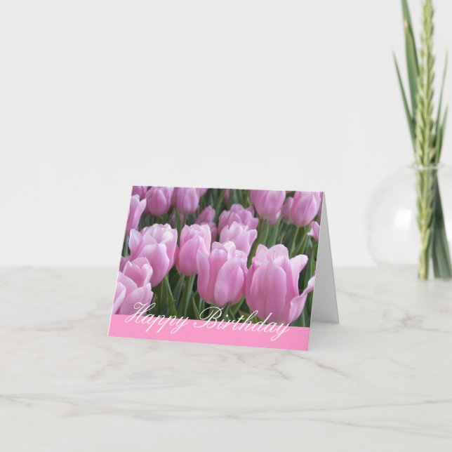 Birthday Card Pink Tulips (Front)