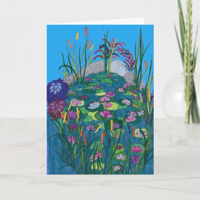 Birthday Card - Pond with Water Lilies (Front)