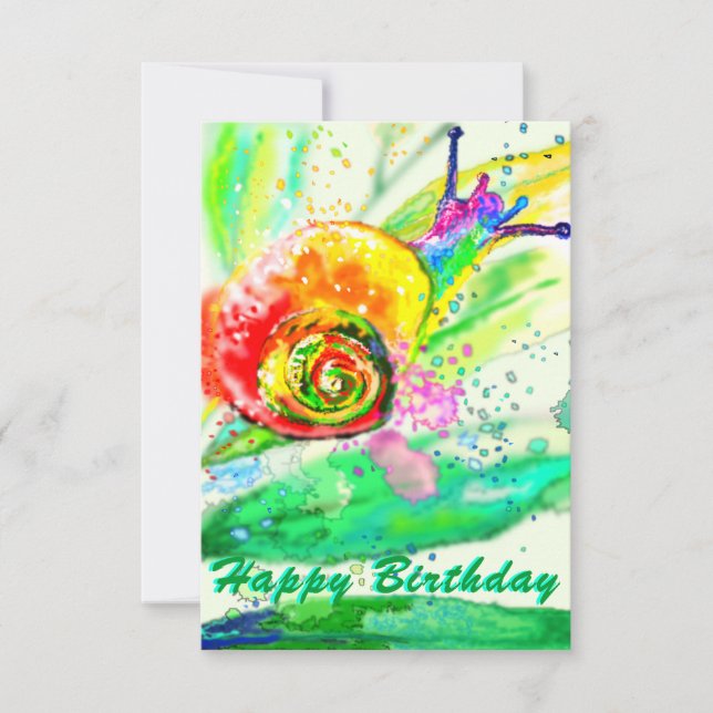 Birthday Card Rainbow Colours Snail Painting (Front)