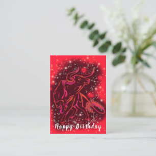 Birthday Card Red Bull Running At Starry Night