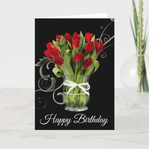 Birthday Card-Red Tulips Card