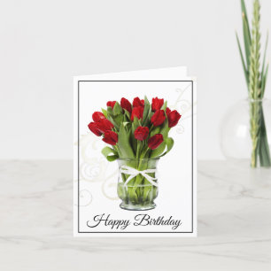 Birthday Card-Red Tulips Card