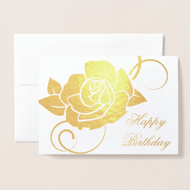 Birthday Card-Rose Foil Card (Front With Envelope)