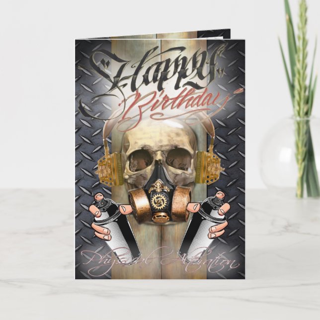 Birthday card steampunk\graffiti skull (Front)