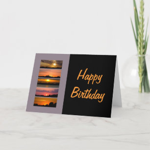 Birthday Card - Sunset Strips purple pink orange y
