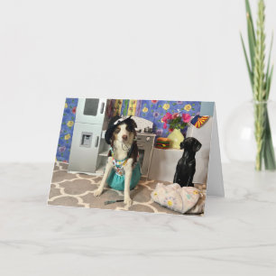 BIRTHDAY CARD to mum WITH DOG IN CLOTHES
