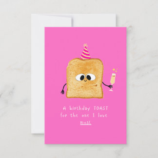 Birthday card Toast, simple, funny and cute design