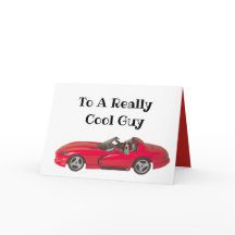 Birthday Card w/Red Sports Car & Basset Hound